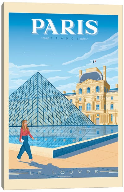 Paris France Louvre Museum Travel Poster Canvas Art Print - Olahoop Travel Posters