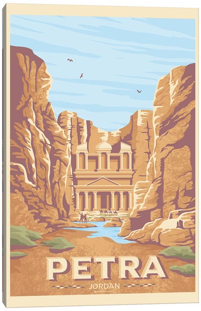Petra Khazneh Jordan Travel Poster Canvas Art Print - Ancient Ruins Art