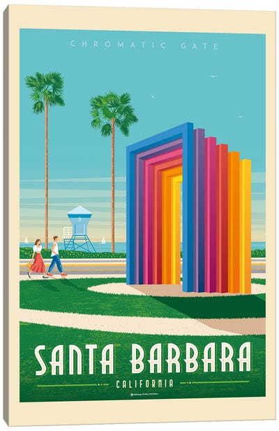 Santa Barbara California Travel Poster Canvas Art Print - Olahoop Travel Posters