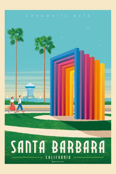 Santa Barbara: Santa Barbara California Travel Poster by Olahoop Travel Posters