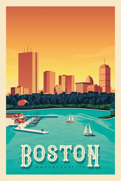 Typography: Boston Travel Poster by Olahoop Travel Posters