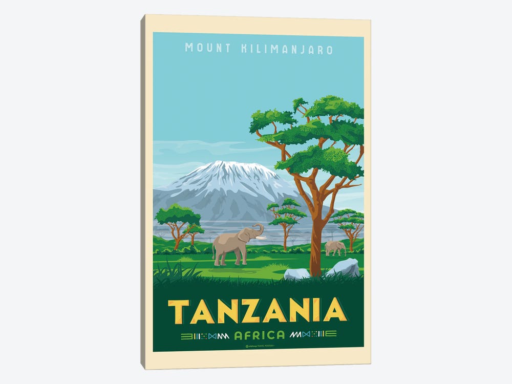 Tanzania Mount Kilimanjaro Travel Poster by Olahoop Travel Posters 1-piece Art Print