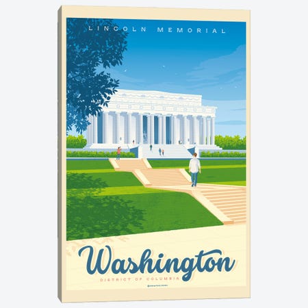 Washington DC Lincoln Memorial Travel Poster Canvas Print #OTP111} by Olahoop Travel Posters Canvas Print