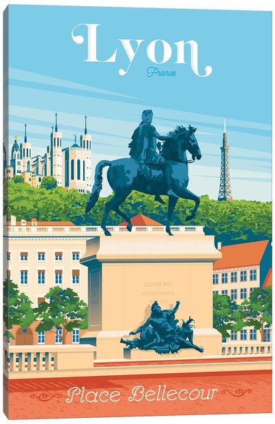 Lyon France Travel Poster Canvas Art Print - Olahoop Travel Posters