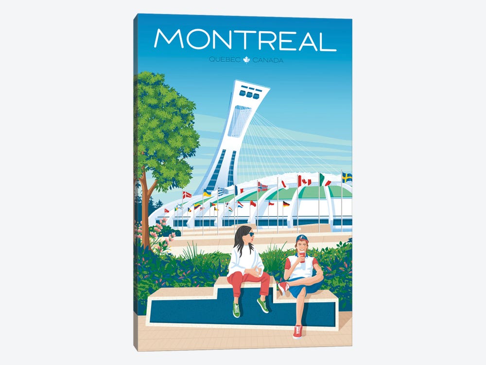 Montreal Quebec Travel Poster by Olahoop Travel Posters 1-piece Canvas Print