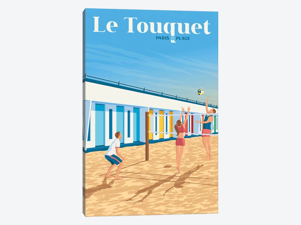 Le Touquet Paris Plage Travel Poster by Olahoop Travel Posters 1-piece Canvas Art Print