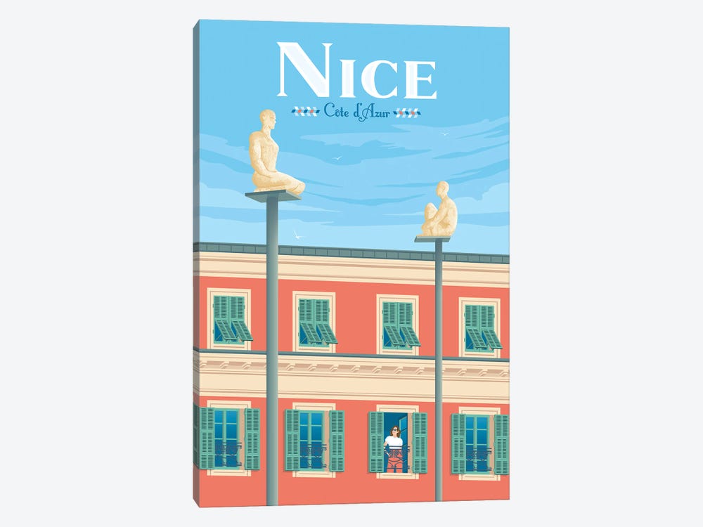 Nice Frenh Riviera Travel Poster by Olahoop Travel Posters 1-piece Canvas Art