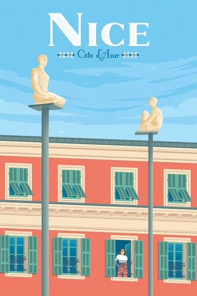 Olahoop Travel Posters: Nice Frenh Riviera Travel Poster by Olahoop Travel Posters