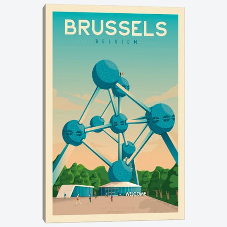 Brussels Belgium Travel Poster Canvas Print #OTP11} by Olahoop Travel Posters Canvas Art Print