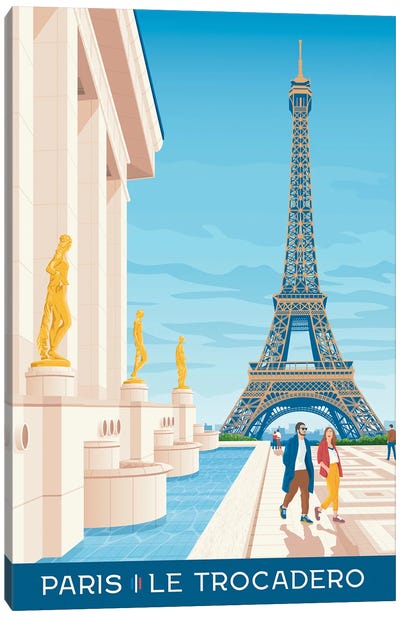 Paris Place Du Trocadero France Travel Poster Canvas Art Print - Olahoop Travel Posters