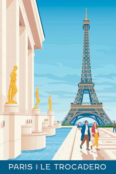Pop World Tour: Paris Place Du Trocadero France Travel Poster by Olahoop Travel Posters