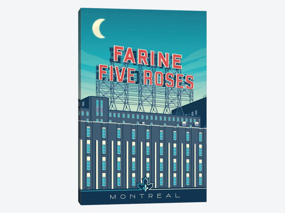 Montreal Canada Farine Five Roses Sign Travel Poster by Olahoop Travel Posters 1-piece Art Print