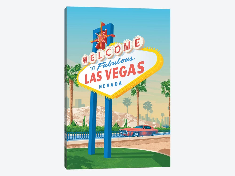 Las Vegas Nevada United States Travel Poster by Olahoop Travel Posters 1-piece Canvas Art