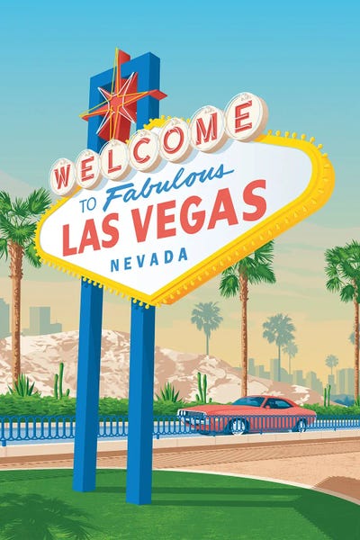 Signs: Las Vegas Nevada United States Travel Poster by Olahoop Travel Posters