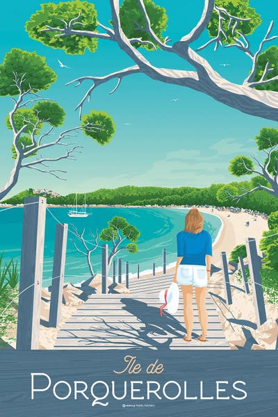 Ile De Porquerolles French Riviera France by Olahoop Travel Posters framed canvas print