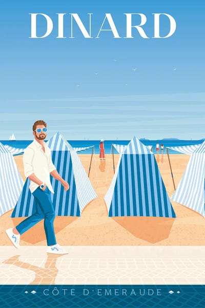 Beach Lover: Dinard Beach France by Olahoop Travel Posters