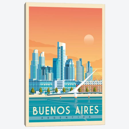 Buenos Argentina  Travel Poster Canvas Print #OTP12} by Olahoop Travel Posters Canvas Print