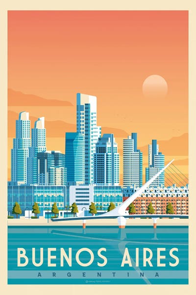 Pop World Tour: Buenos Argentina  Travel Poster by Olahoop Travel Posters