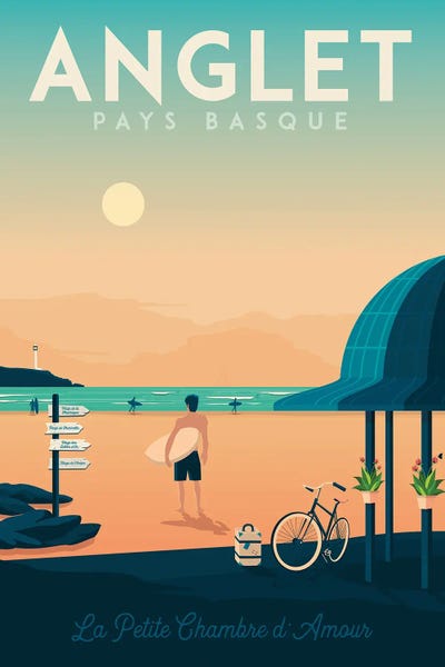 Olahoop Travel Posters: Anglet Basque Country France Travel Illustration by Olahoop Travel Posters