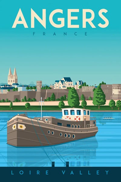 Olahoop Travel Posters: Angers France Travel Illustration by Olahoop Travel Posters
