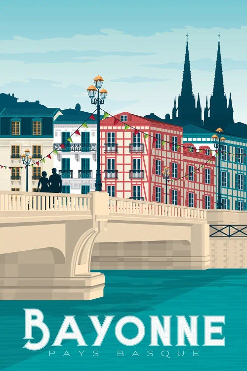 Bayonne Basque Country France Travel Illustration