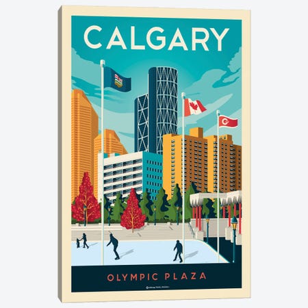 Calgary Alberta Travel Poster Canvas Print #OTP13} by Olahoop Travel Posters Canvas Art Print
