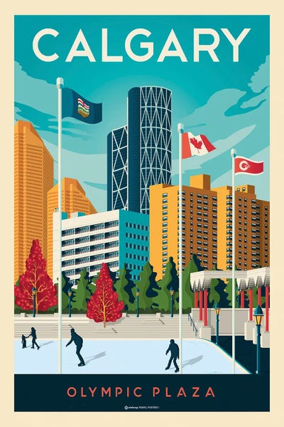 Olahoop Travel Posters: Calgary Alberta Travel Poster by Olahoop Travel Posters