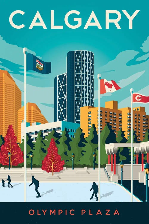 Calgary Alberta Canada Travel Illustration