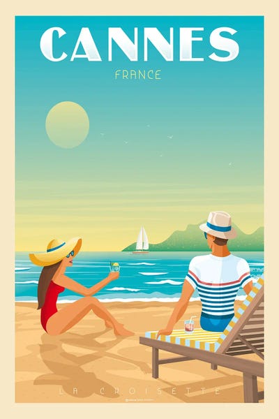 Medium: Cannes France Travel Poster by Olahoop Travel Posters
