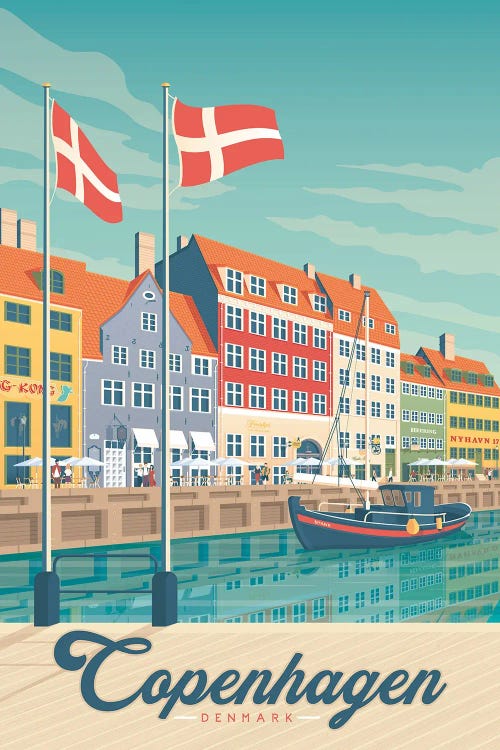 Copenhagen Denmark Travel Illustration