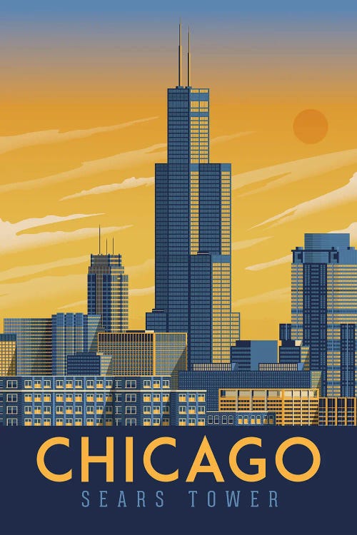 Chicago Illinois Travel Illustration