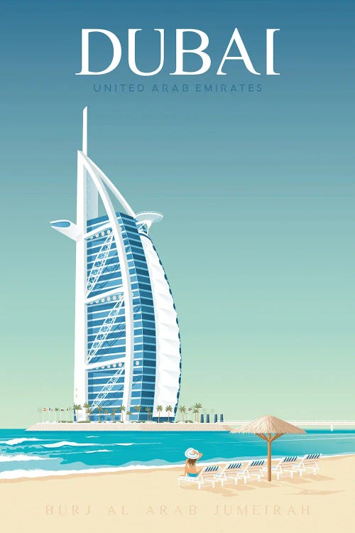 Dubai Burj Khalifa Travel Illustration