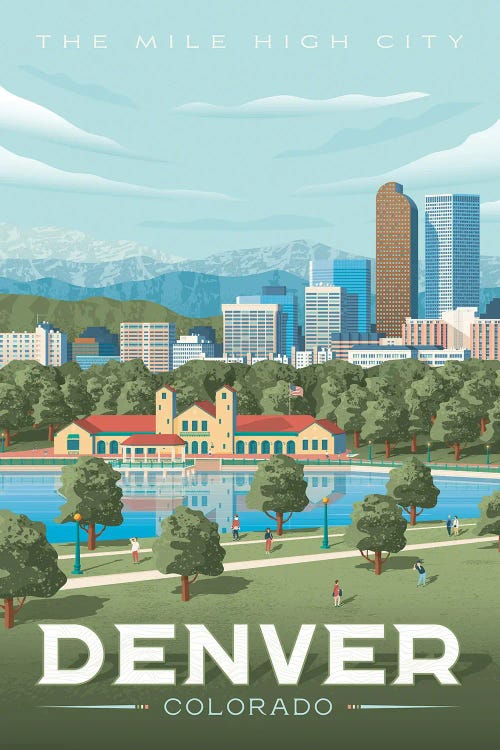 Denver Colorado Travel Illustration