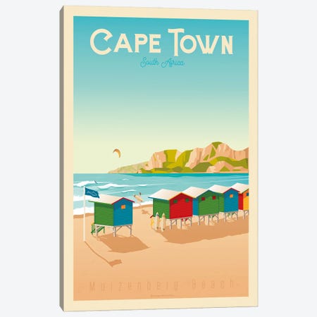 Cape Town South Africa Travel Poster Canvas Print #OTP15} by Olahoop Travel Posters Canvas Wall Art