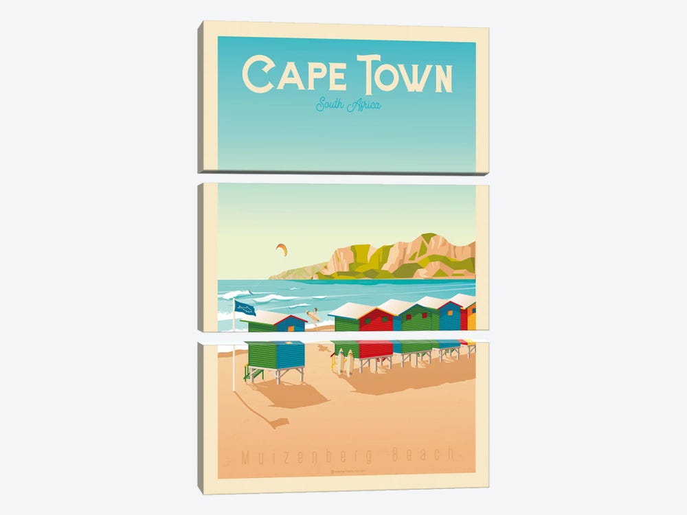 Cape Town South Africa Travel Poster by Olahoop Travel Posters 3-piece Canvas Print