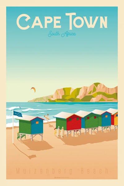 Olahoop Travel Posters: Cape Town South Africa Travel Poster by Olahoop Travel Posters