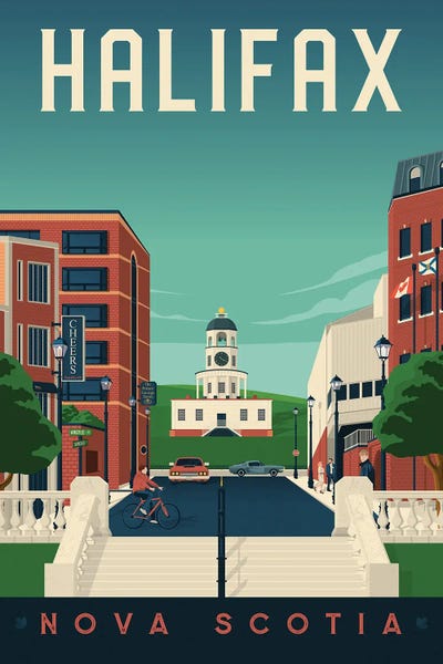 Olahoop Travel Posters: Halifax Noca Scotia Canada Travel Illustration by Olahoop Travel Posters
