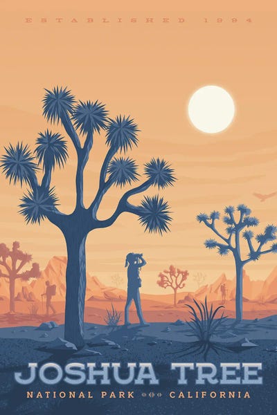 Olahoop Travel Posters: Joshua Tree National Park United States Travel Illustration by Olahoop Travel Posters