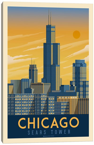 Chicago Illinois Travel Poster Canvas Art Print - Olahoop Travel Posters