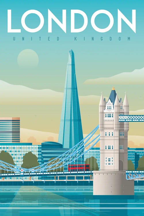 London Tower Bridge England Travel Illustration