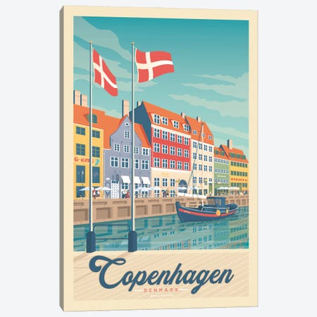 Copenhagen Denmark Travel Poster Canvas Print #OTP18} by Olahoop Travel Posters Canvas Print