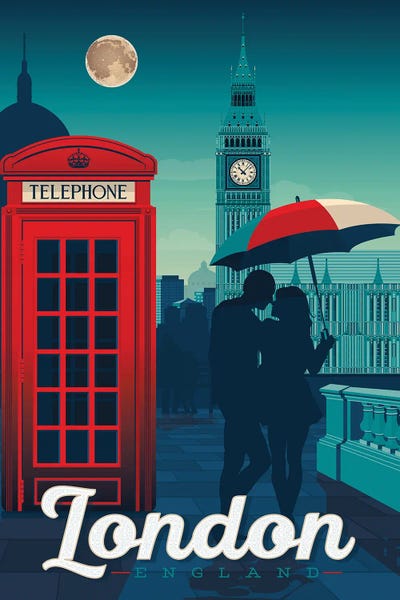 Olahoop Travel Posters: London England Big Ben Travel Illustration by Olahoop Travel Posters