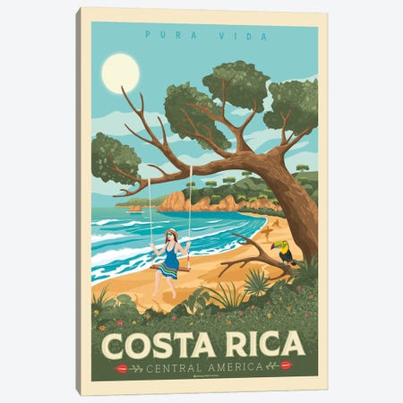 Costa Rica Travel Poster Canvas Print #OTP19} by Olahoop Travel Posters Canvas Print