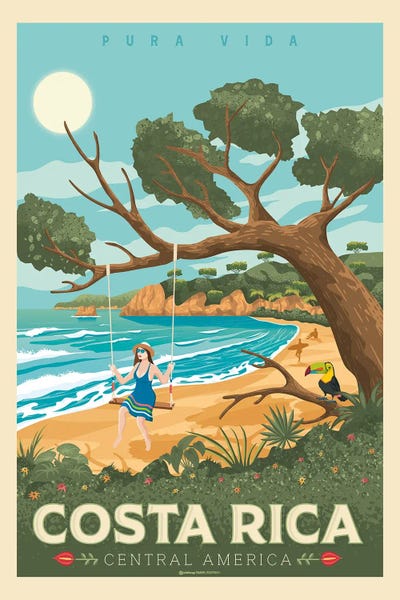 Mid-Century Modern Décor: Costa Rica Travel Poster by Olahoop Travel Posters