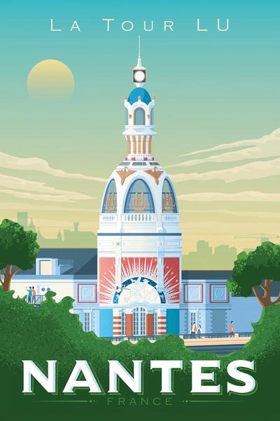 Pop World Tour: Nantes Tour Lu France Travel Illustration by Olahoop Travel Posters