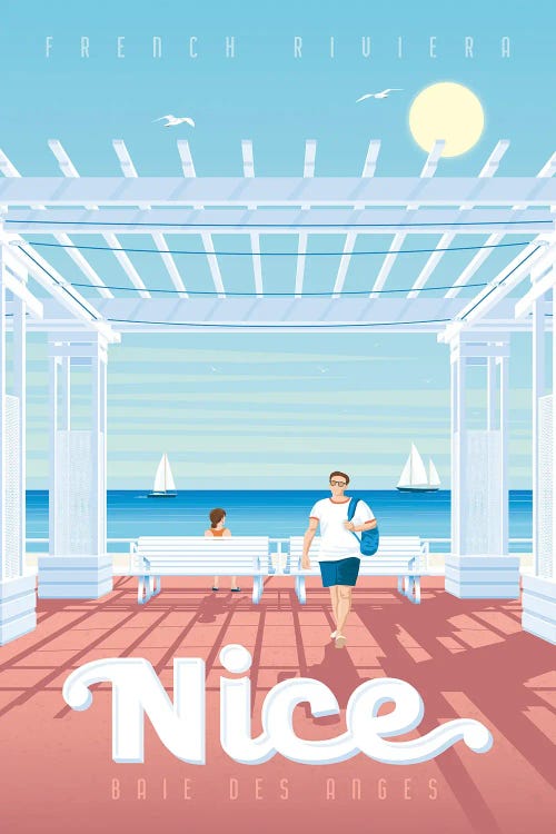 Nice Promenade Des Anglais France Travel Illustration