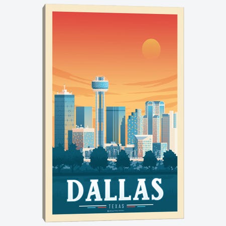 Dallas Texas Travel Poster Canvas Print #OTP20} by Olahoop Travel Posters Canvas Artwork
