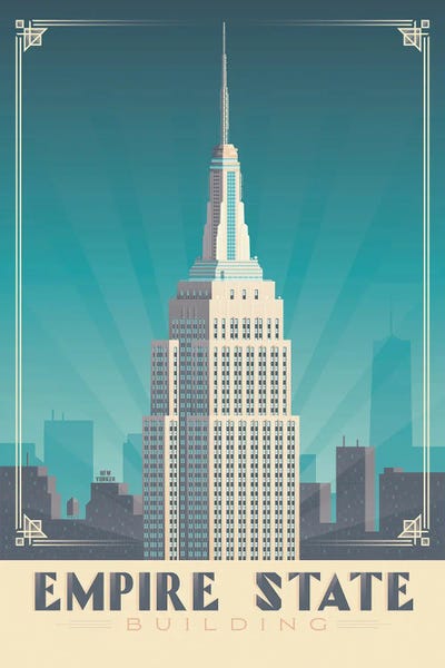 Olahoop Travel Posters: New York Empire State Building United States Travel Illustration by Olahoop Travel Posters