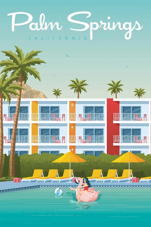 Palm Springs Sagua Hotel California United States Travel Illustration