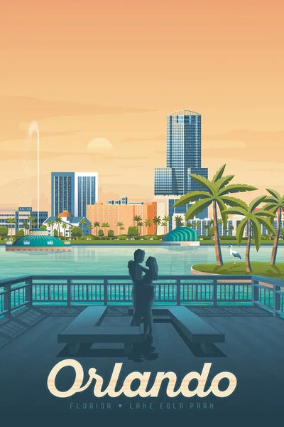 Nautical: Orlando Florida United States Travel Illustration by Olahoop Travel Posters